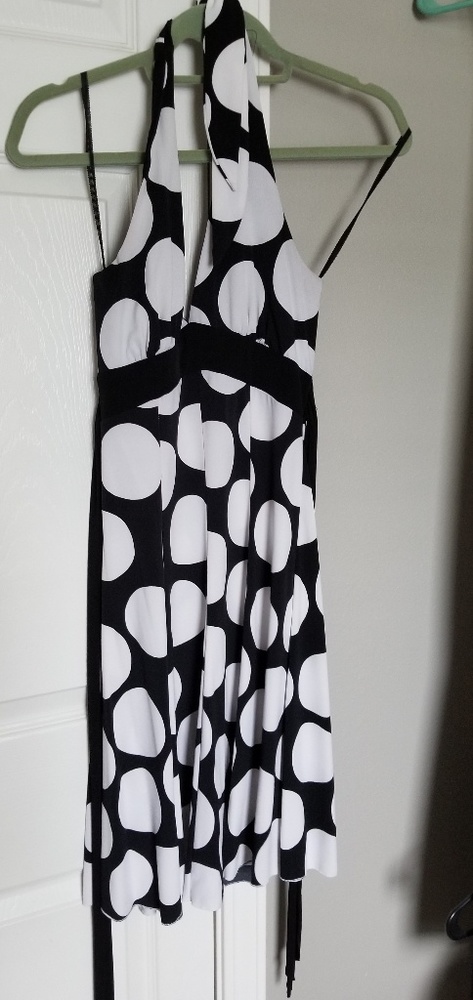 Black and white polka dot mini dress